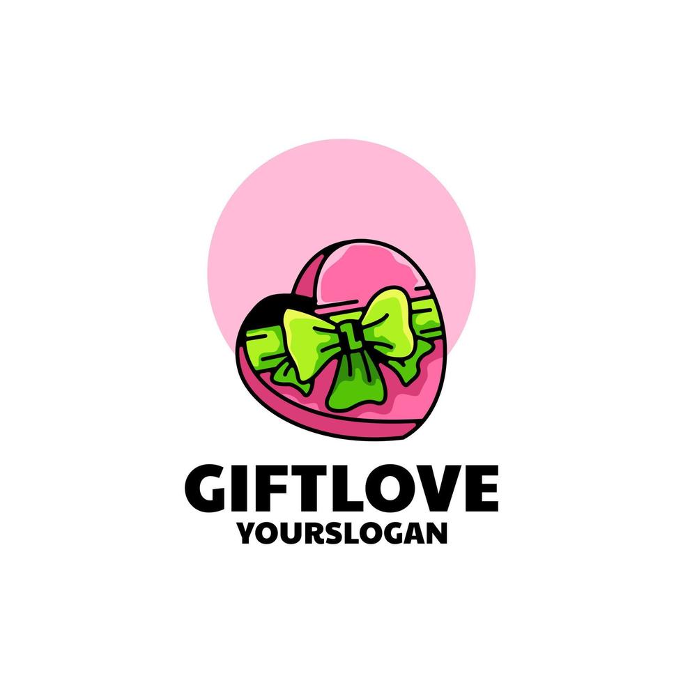 design de logotipo de presente de amor fofo vetor