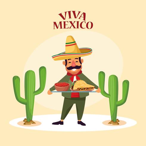 Desenhos animados de Viva México vetor