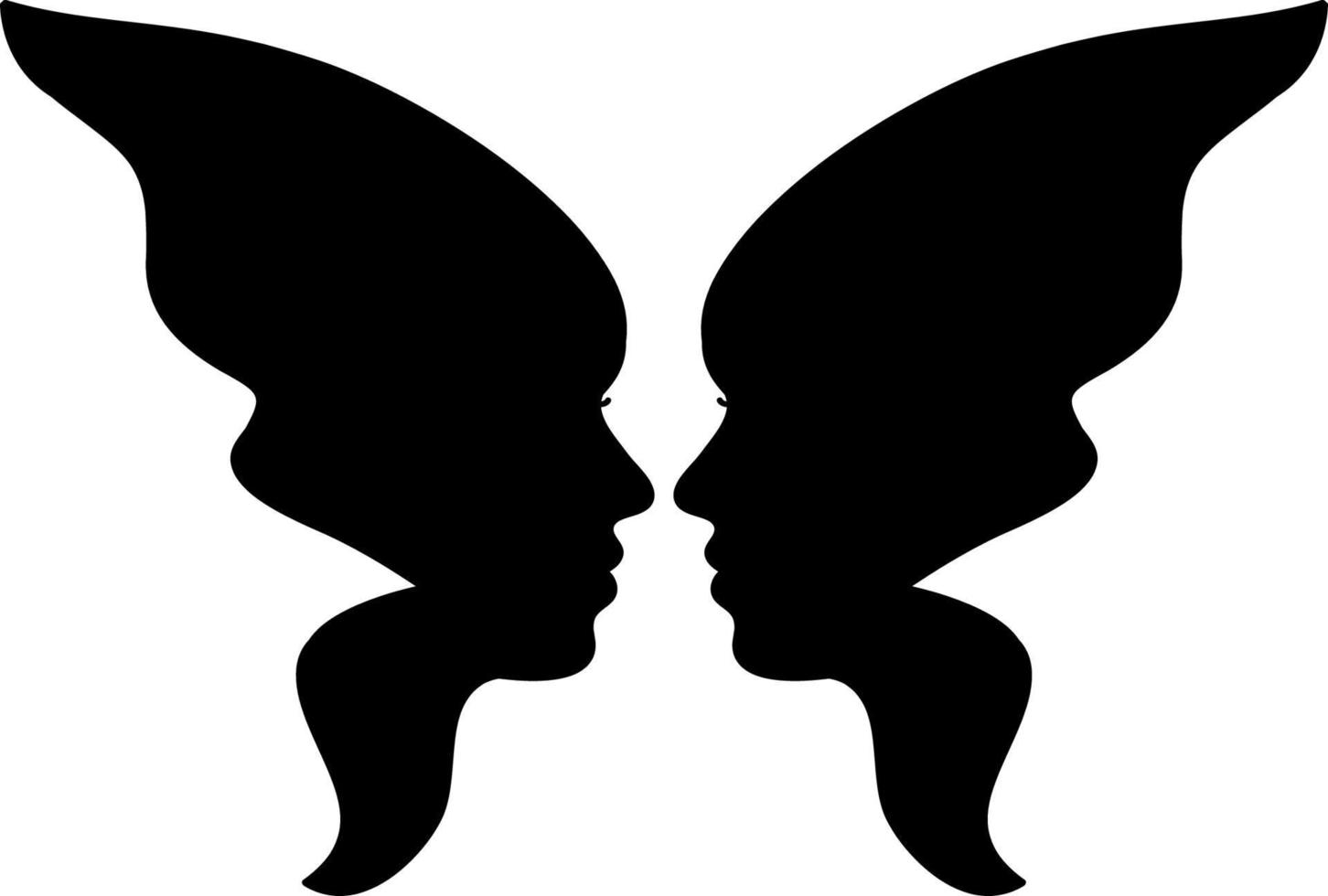 rosto de uma mulher em forma de asas de borboleta. vetor