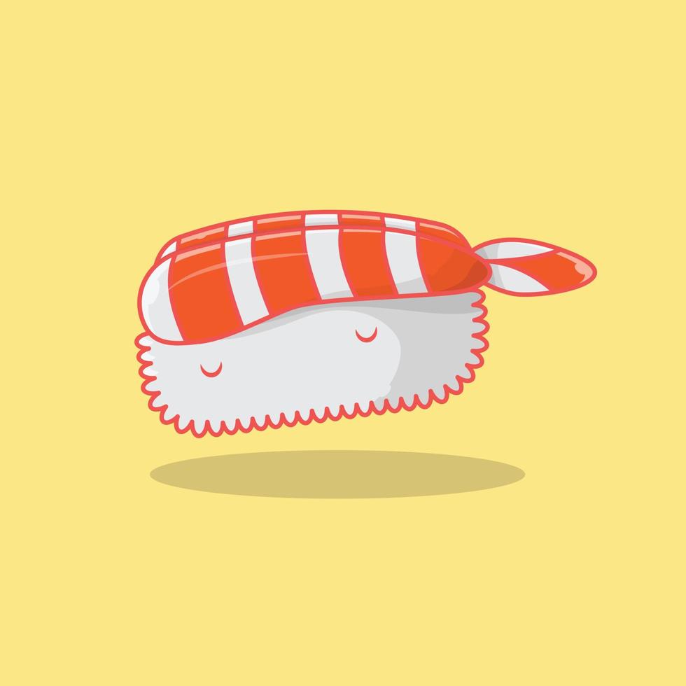 ilustração em vetor de sushi nigiri de camarão. adequado para restaurantes e menus de comida.