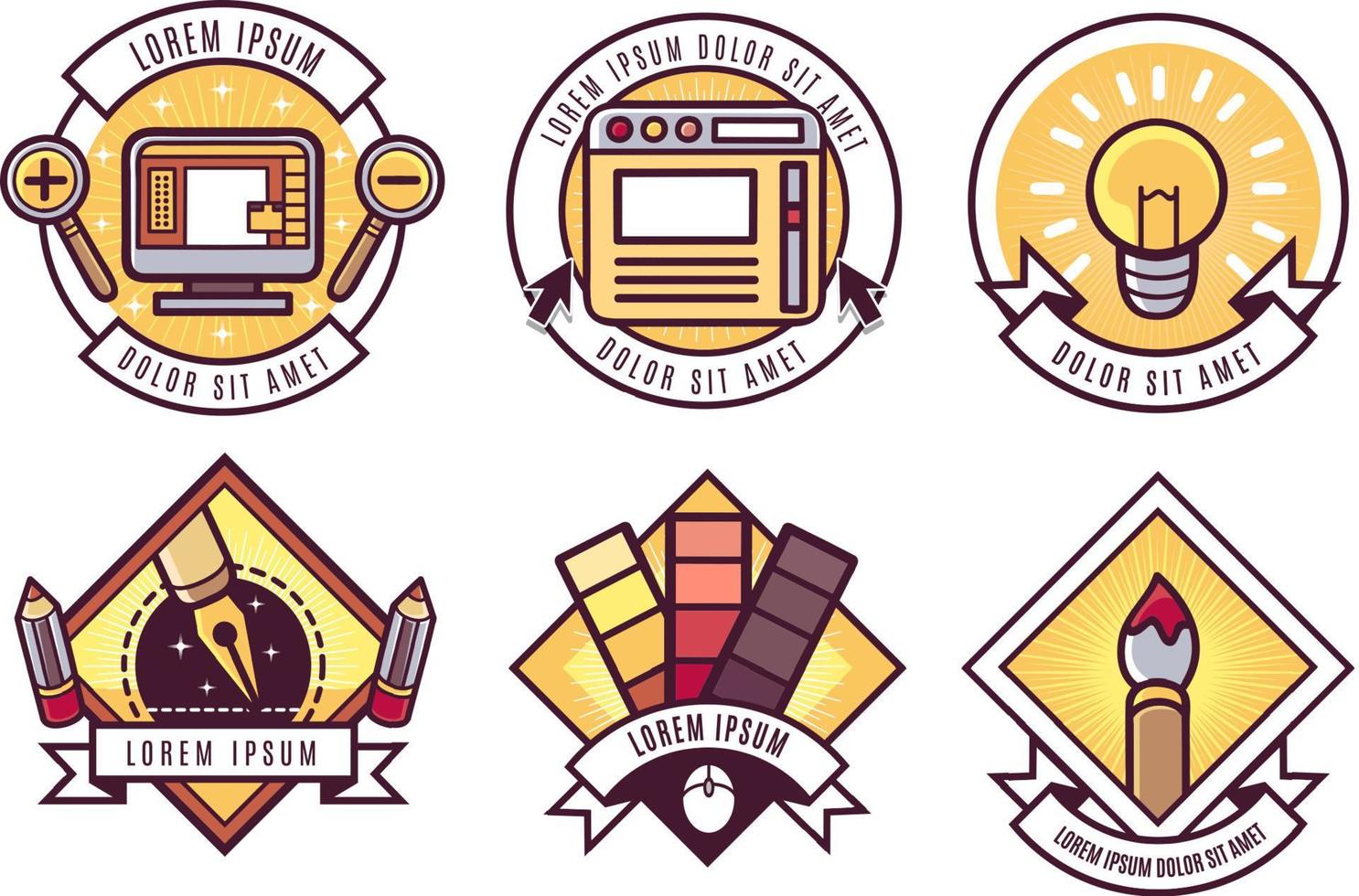 conjunto de distintivo de logotipo de design gráfico criativo vetor