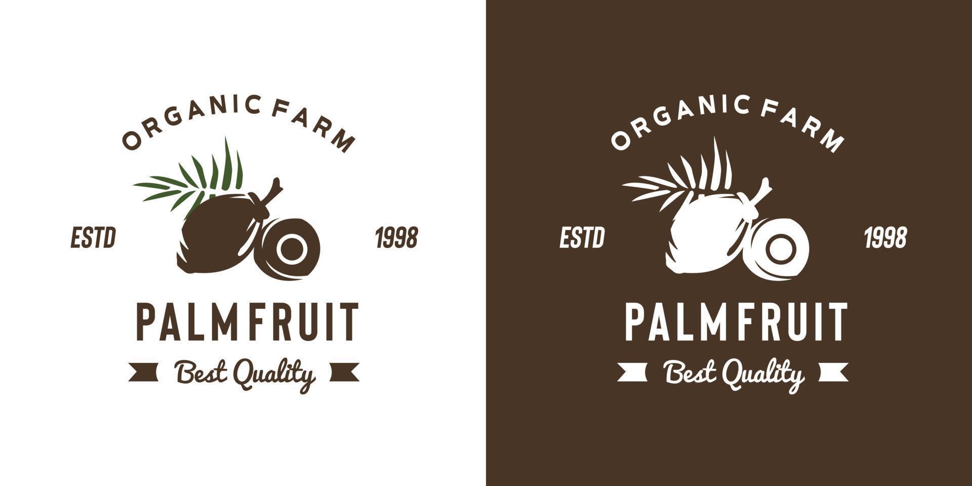 ilustração de logotipo de fruta de palmeira vintage adequada para loja de frutas e fazenda de frutas vetor