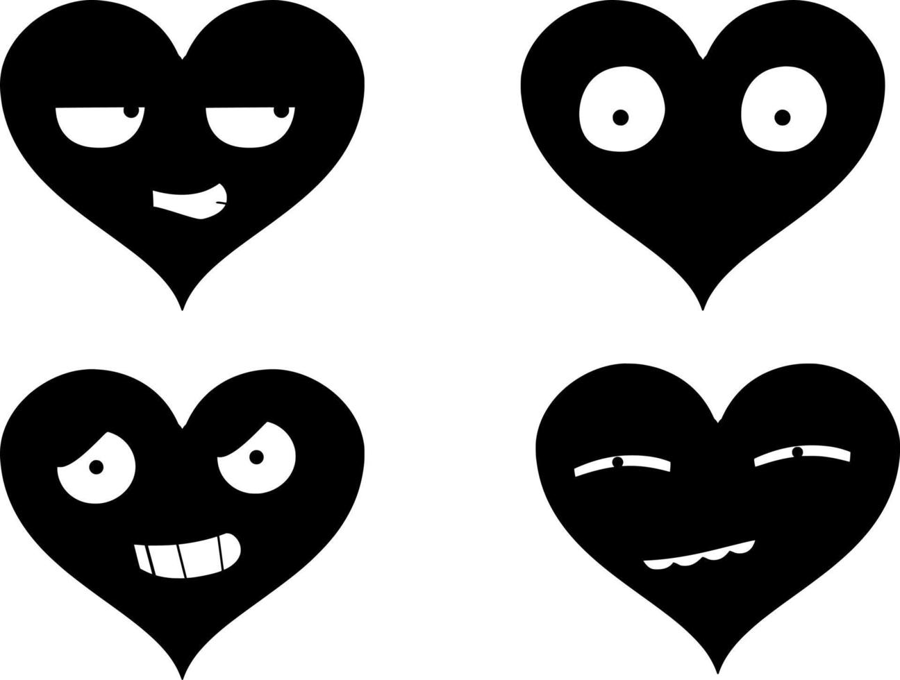 conjunto de emoticons de coração isolados no fundo branco vetor