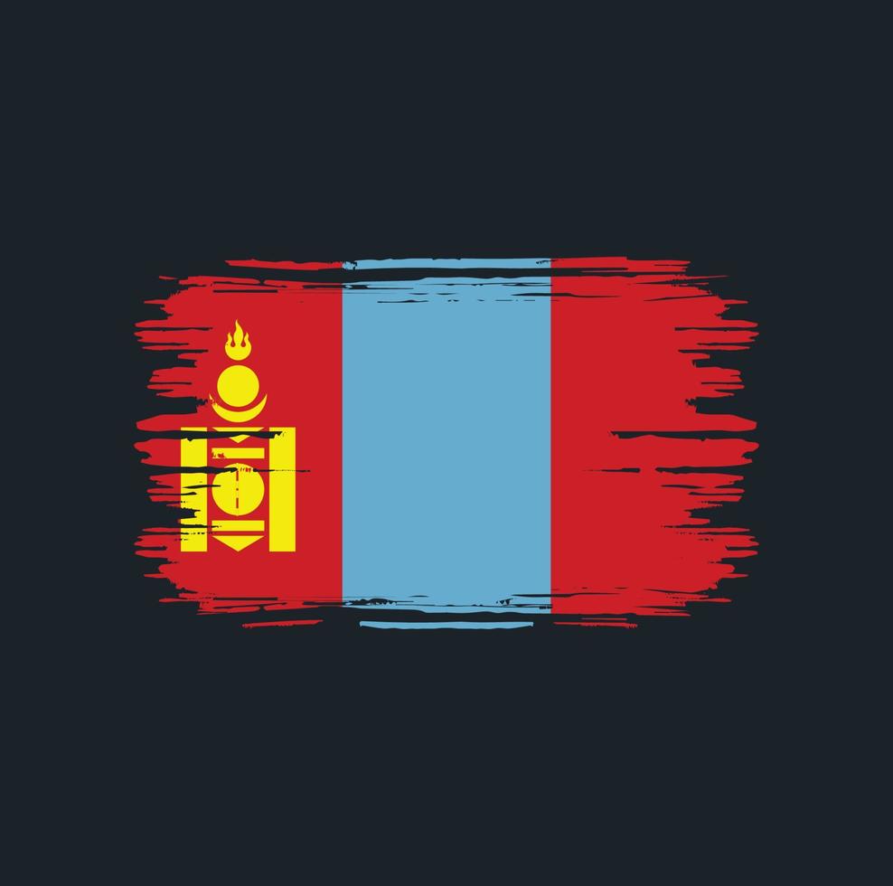 pincel de bandeira da mongólia. bandeira nacional vetor