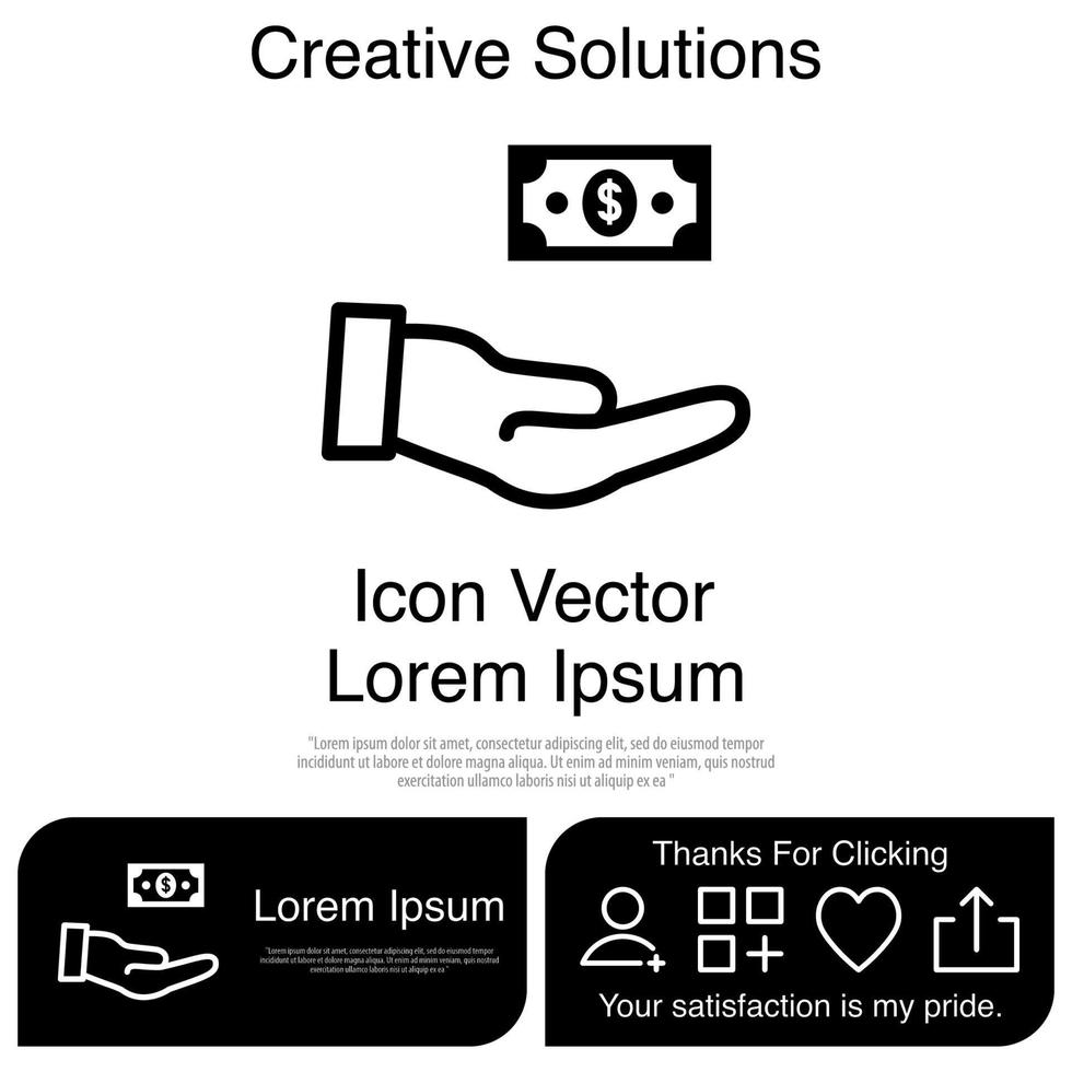 mão aberta com vetor de ícone de dinheiro eps 10