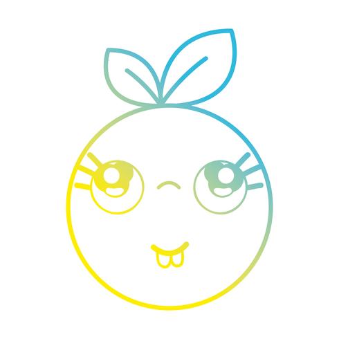 linha kawaii bonito fruta laranja engraçado vetor