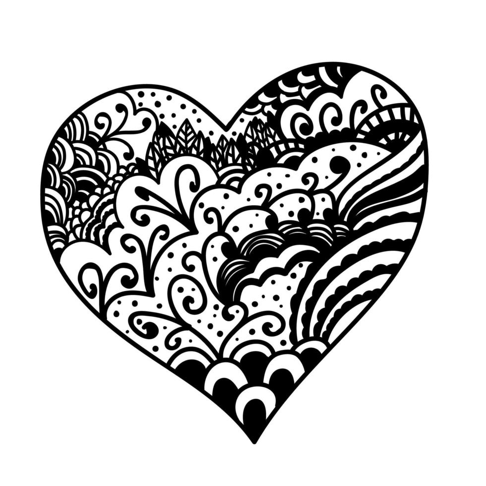 mão desenhada vector doodle coração isolado no fundo branco.
