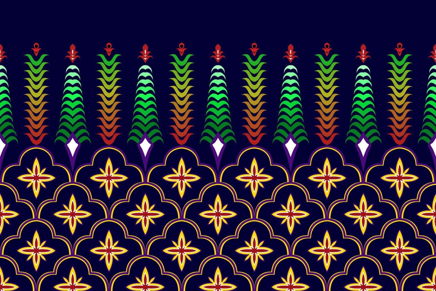 design de padrão sem emenda étnico marroquino ikat. tecido asteca tapete mandala ornamento nativo boho chevron têxtil decoração wallpaper. vetor de bordado tradicional indiano africano peru tribal