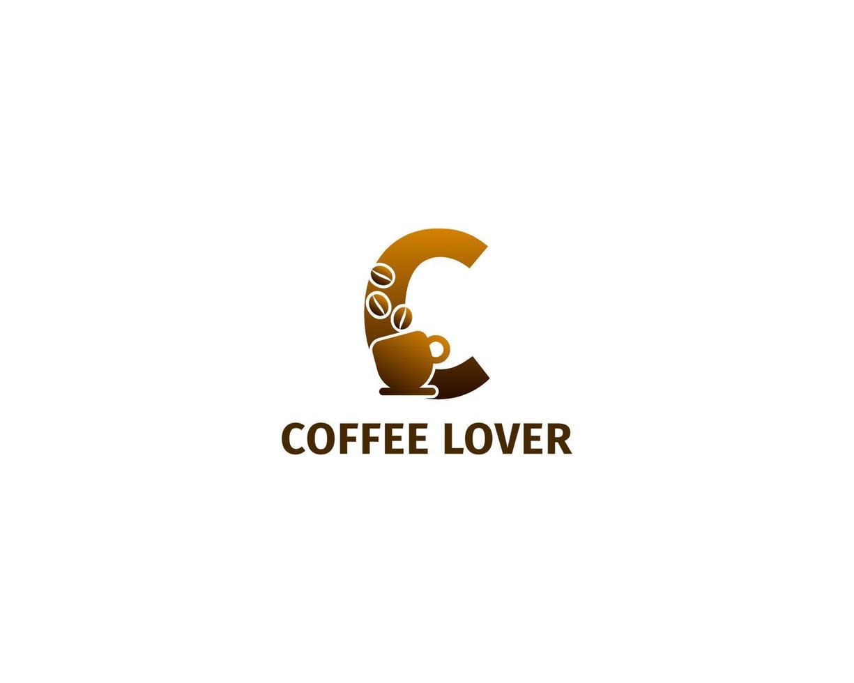 modelo de logotipo de café e xícara letra c vetor