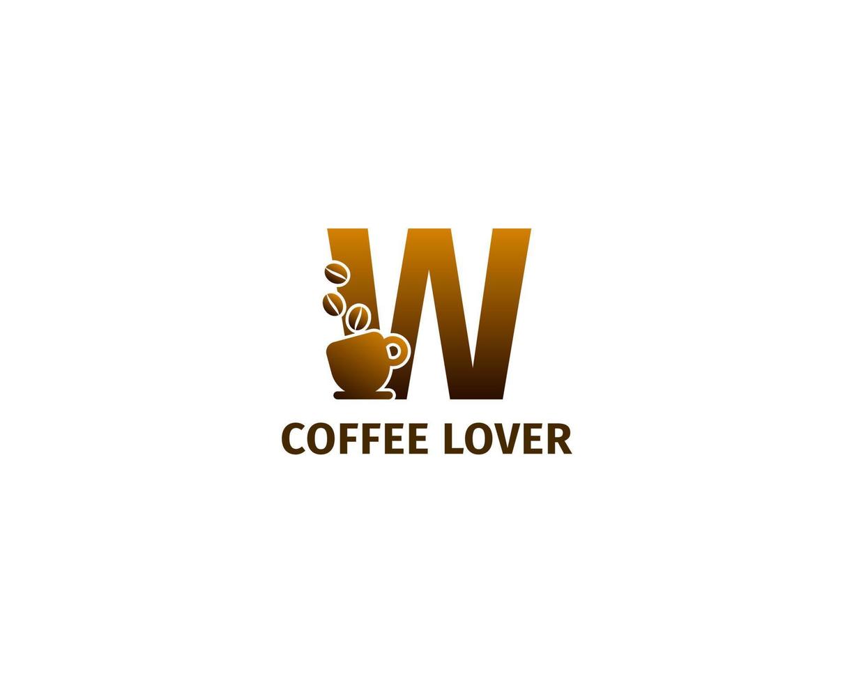 modelo de logotipo de café e xícara letra w vetor