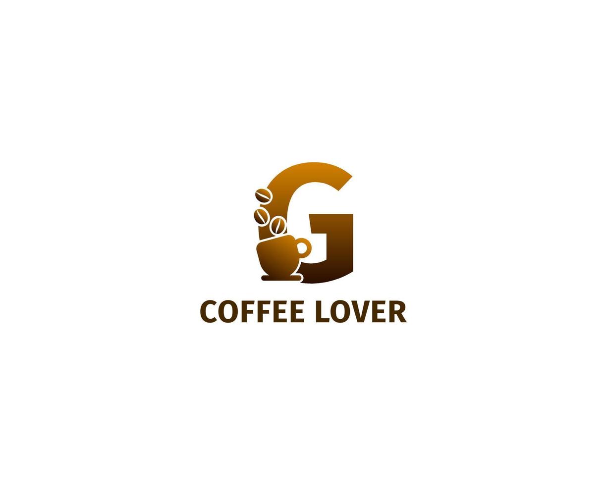 modelo de logotipo de café e xícara letra g vetor