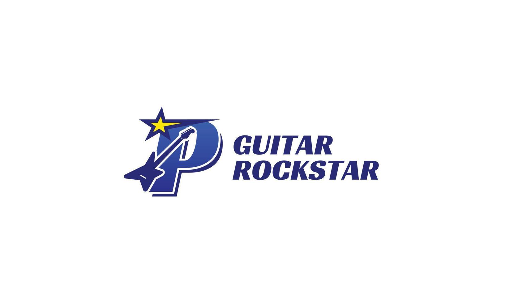 letra p logotipo do alfabeto da guitarra elétrica vetor