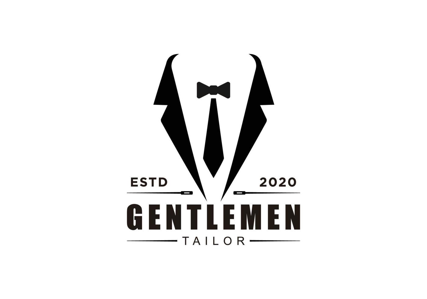 gravata de fita terno smoking cavalheiro moda alfaiate roupas vintage design de logotipo clássico vetor