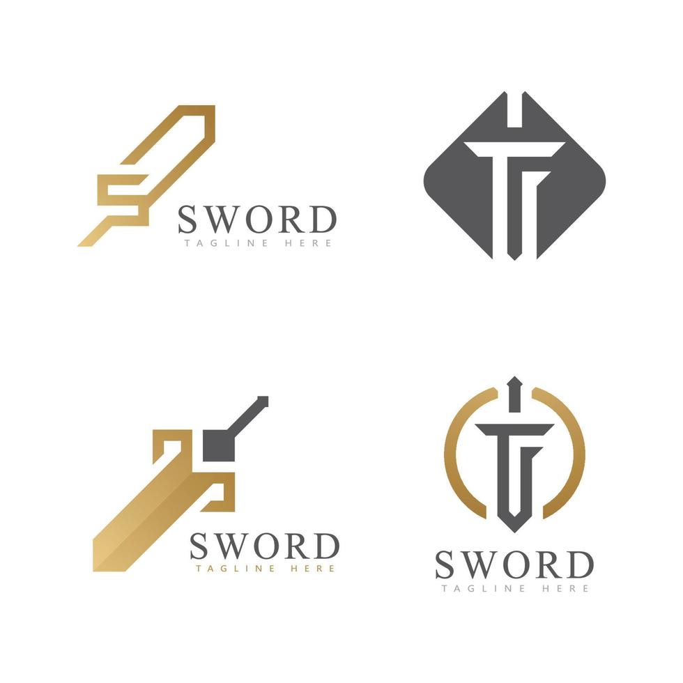 modelo de vetor de ícone de logotipo de espada