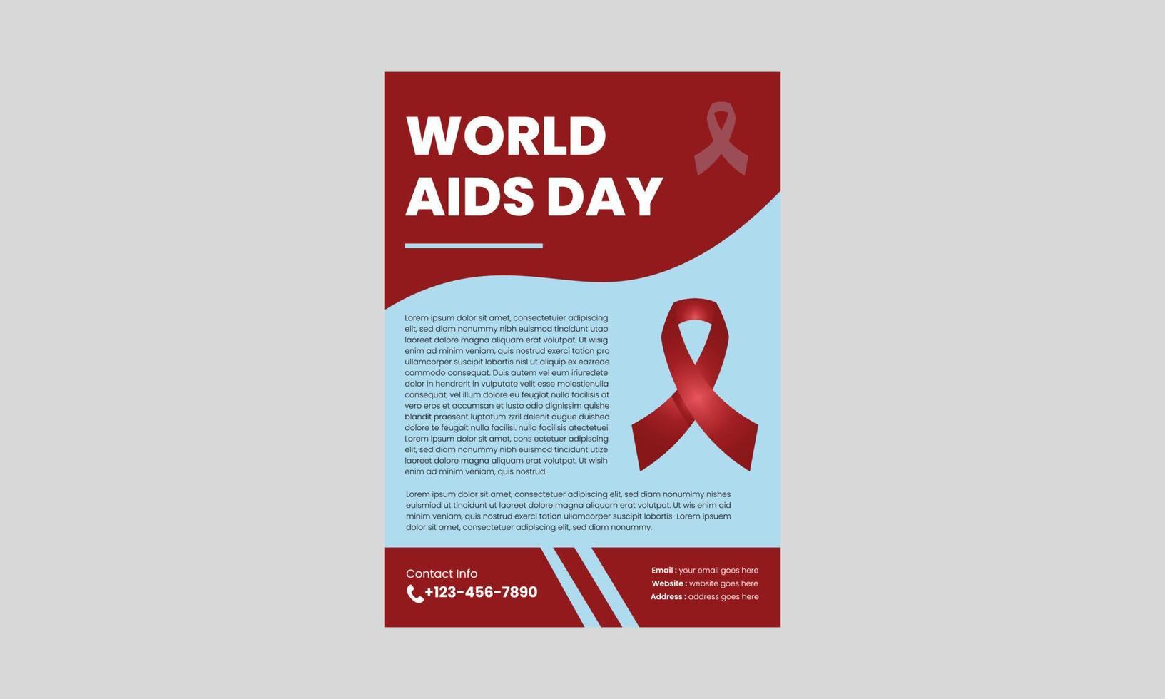 dia mundial da aids ou pôster do vírus hiv ou modelo de design de folheto. design de folheto de panfleto de prevenção de hiv ou aids. capa, pôster, tamanho a4, design de folheto vetor