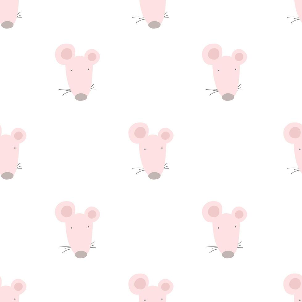 padrão sem emenda com mouse fofo. vetor plano simples. desenho à mão para crianças. tema animal. design de bebê para tecido, têxtil, invólucro, impressão.