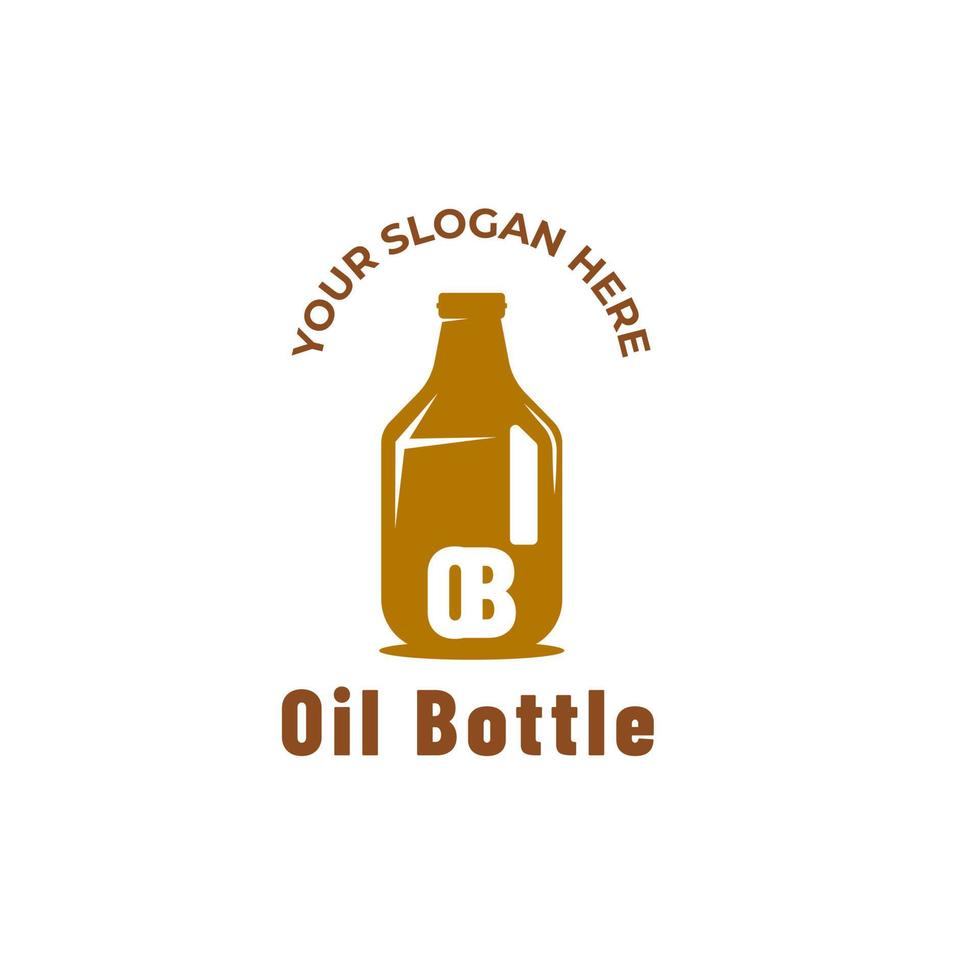 ícone de garrafa de plástico de design de logotipo. ilustração simples de recipiente alto marrom para água, líquido, óleo. vetor