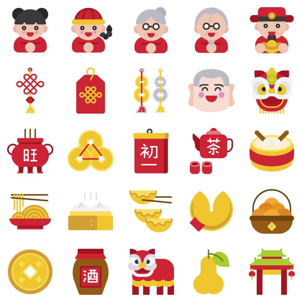 conjunto de ícones do ano novo chinês, ilustração vetorial vetor