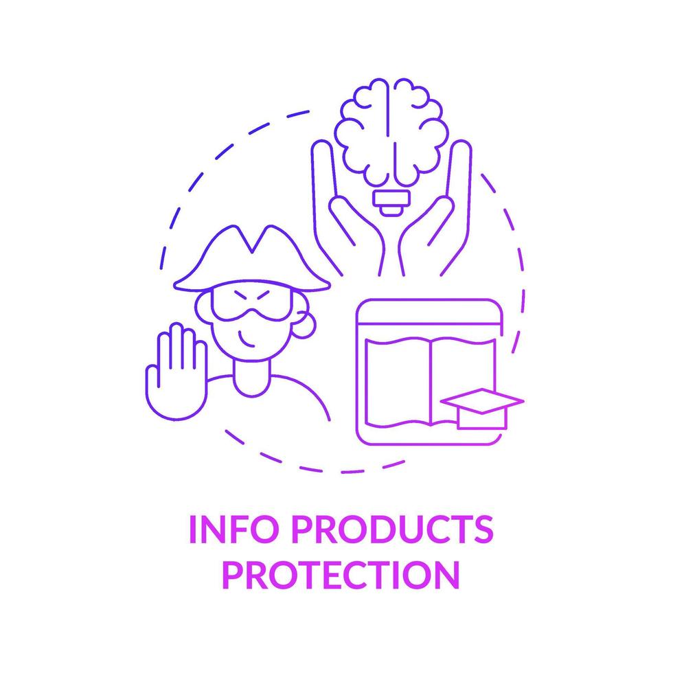 ícone de conceito gradiente roxo de proteção de produtos de informação. conteúdo para proteger a ilustração de linha fina de ideia abstrata. lidar com a pirataria de propriedade intelectual. desenho de cor de contorno isolado de vetor