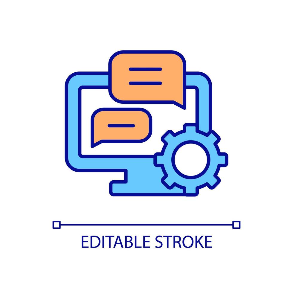 ícone de cor rgb do software de mensagens. software de computador e gerenciamento de sistemas. monitoramento de tecnologias da informação. ilustração vetorial isolado. desenho de linha preenchido simples. traço editável vetor