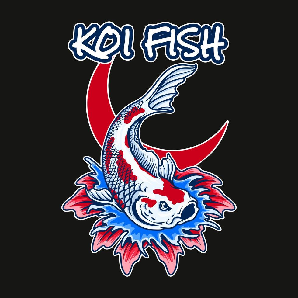 ilustração vetorial de lua crescente vermelha de peixe koi vetor
