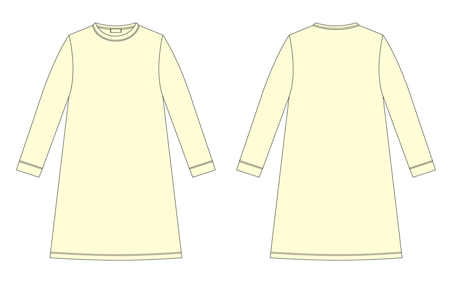 croqui técnico de camisola. camisa de algodão para crianças. cor amarela. vetor