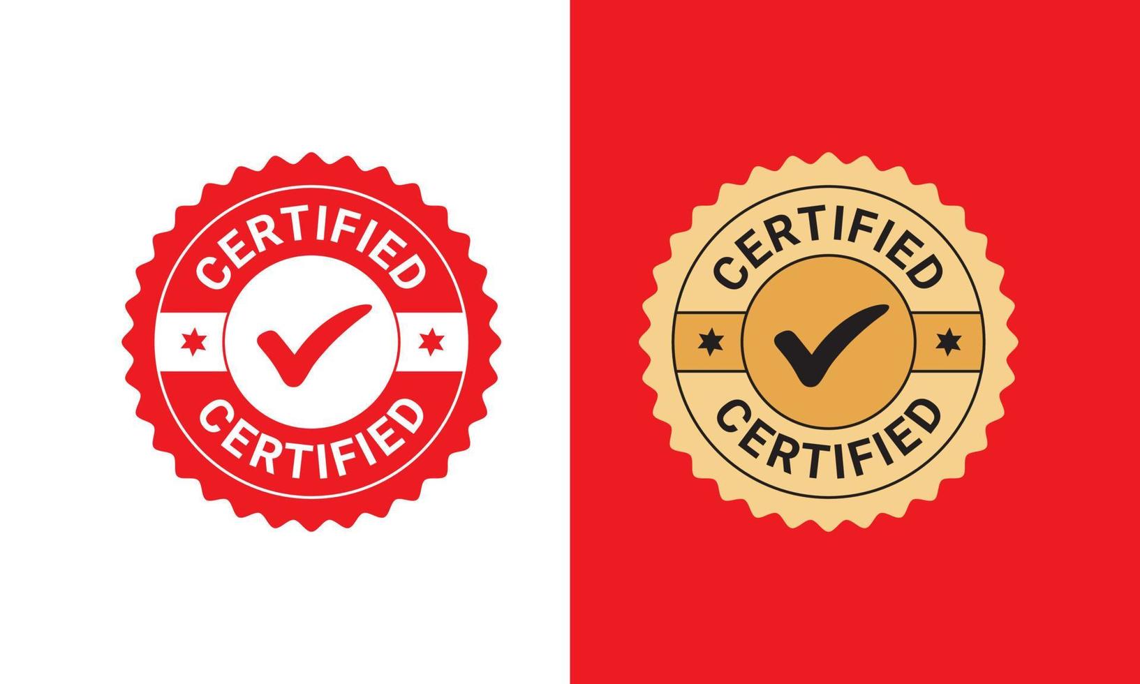 design de estilo de carimbo de borracha de logotipo certificado, carimbo de borracha vermelho em branco vetor