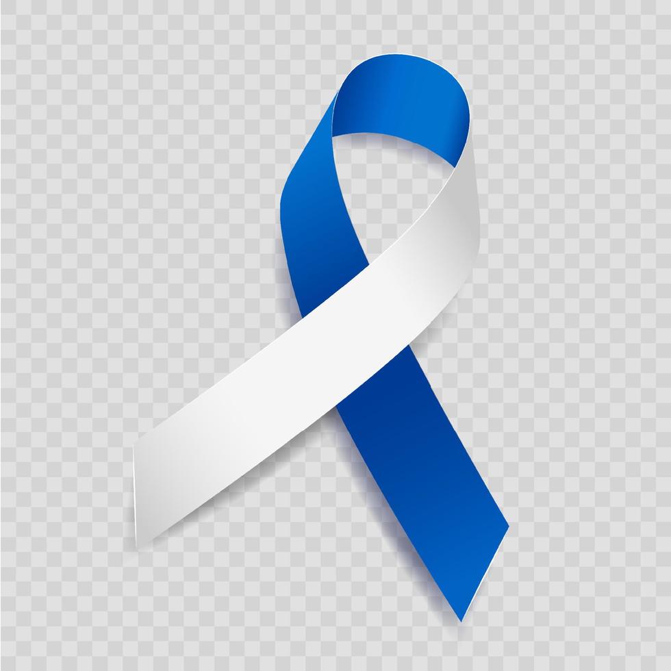 câncer adolescente de conscientização de fita azul e branca, impacto acetabular femoral. isolado no fundo branco. ilustração vetorial. vetor