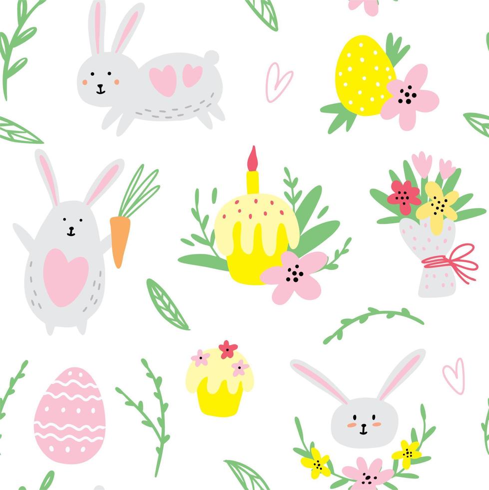 coleção de páscoa de coelhos desenhados à mão vetor