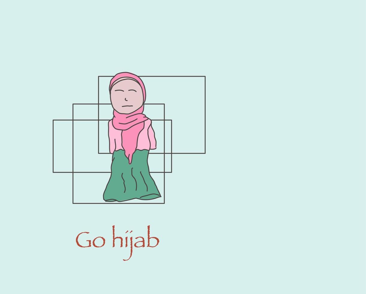 go hijab logotipo, com cores planas e suaves coloridas vetor