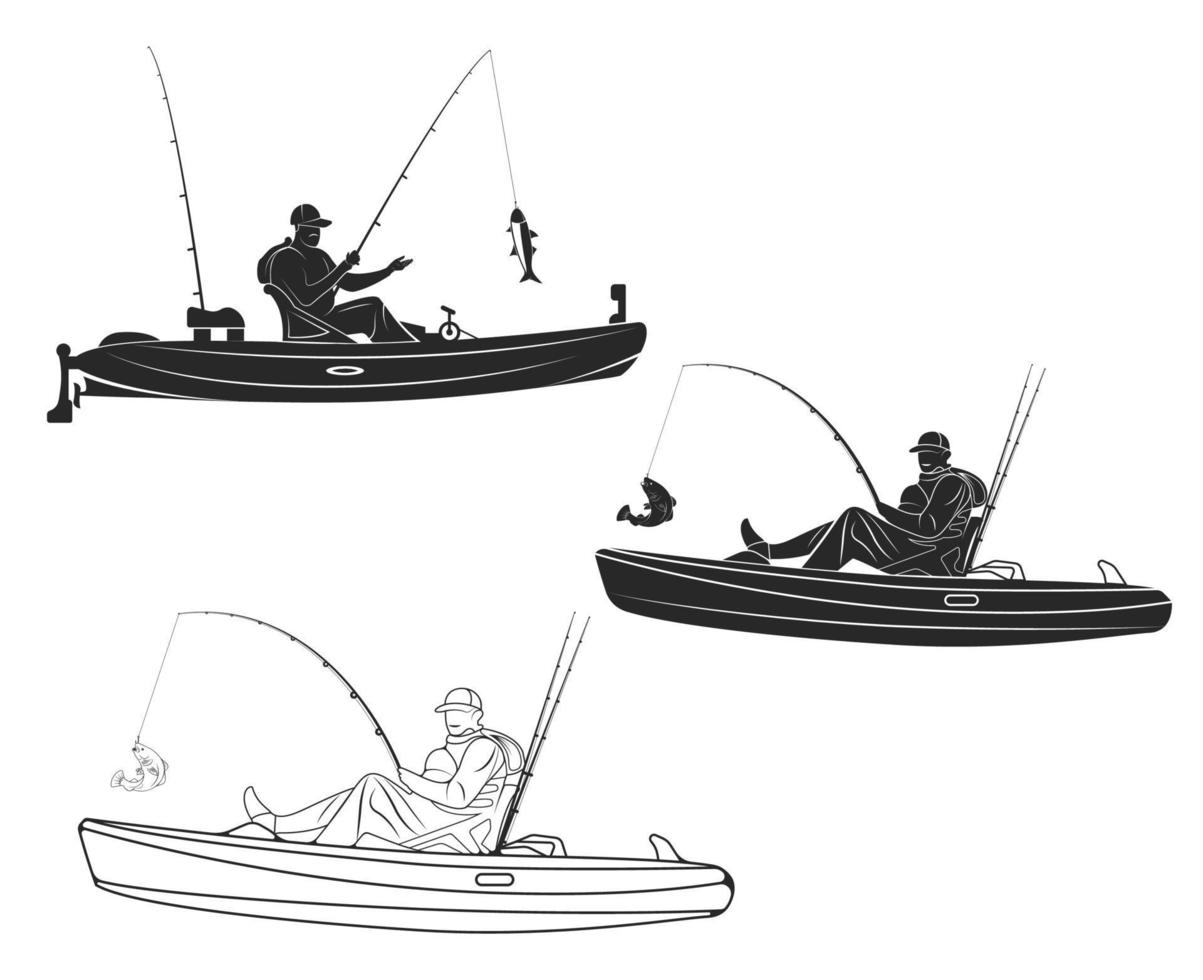 vetores de canoa e barco de caiaque, ícones de canoa de símbolo criativo.