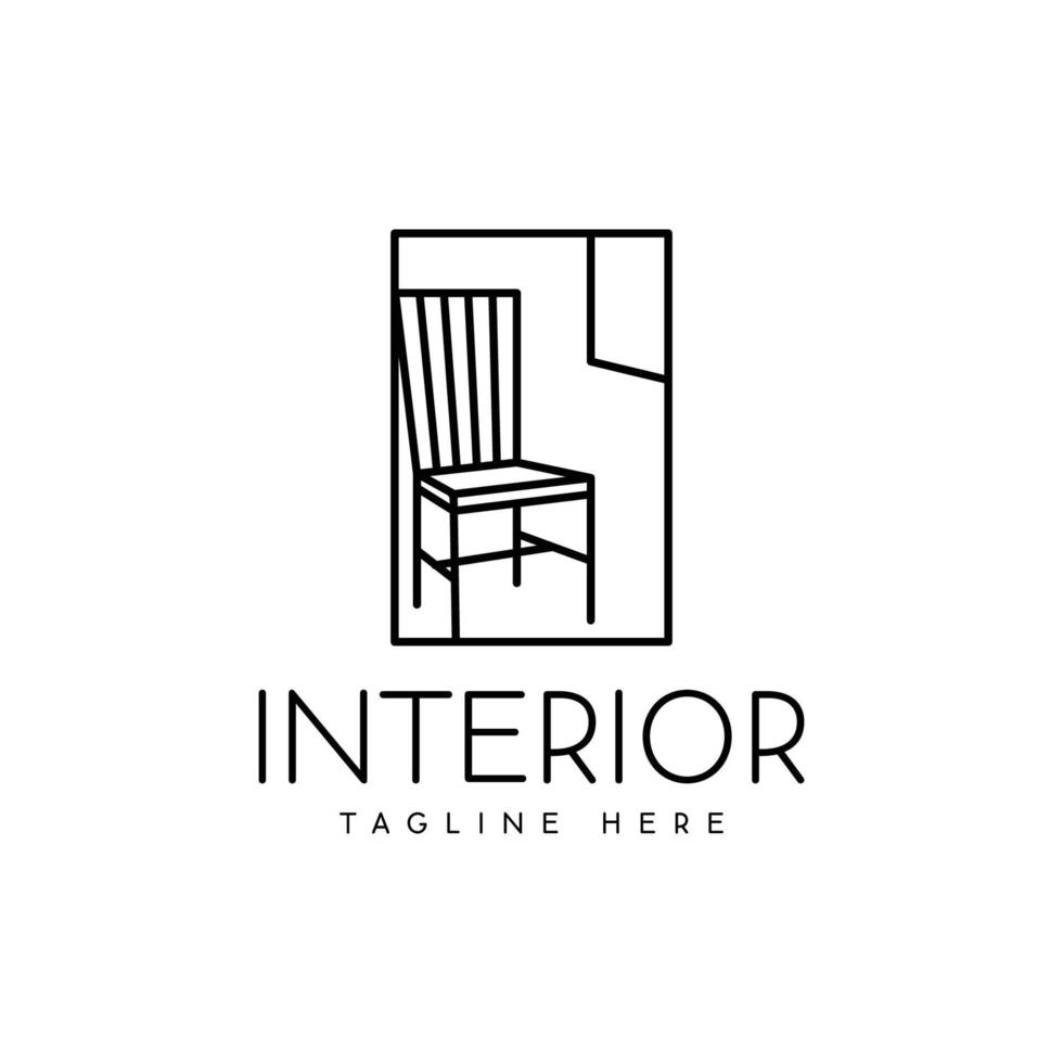 design de logotipo de cadeira interior vetor