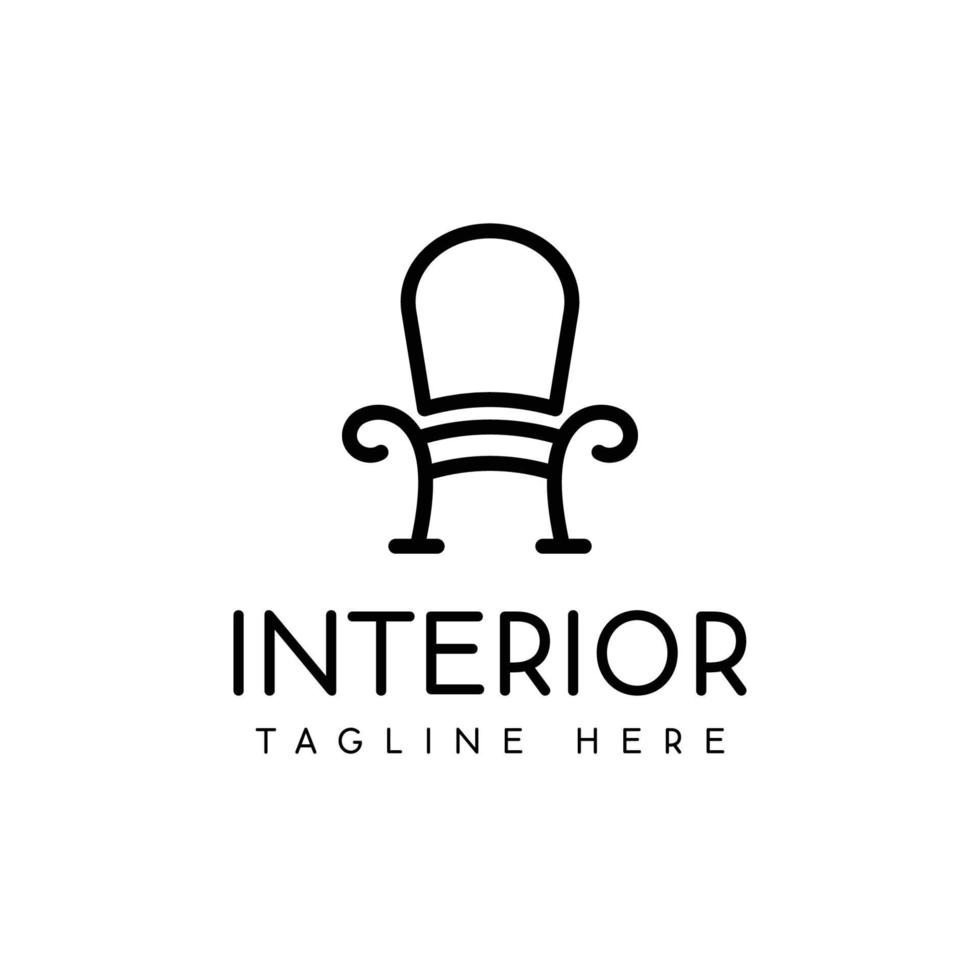 design de logotipo de cadeira interior vetor