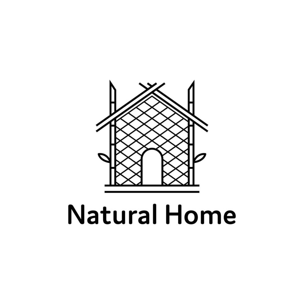 design de logotipo de casa de bambu vetor