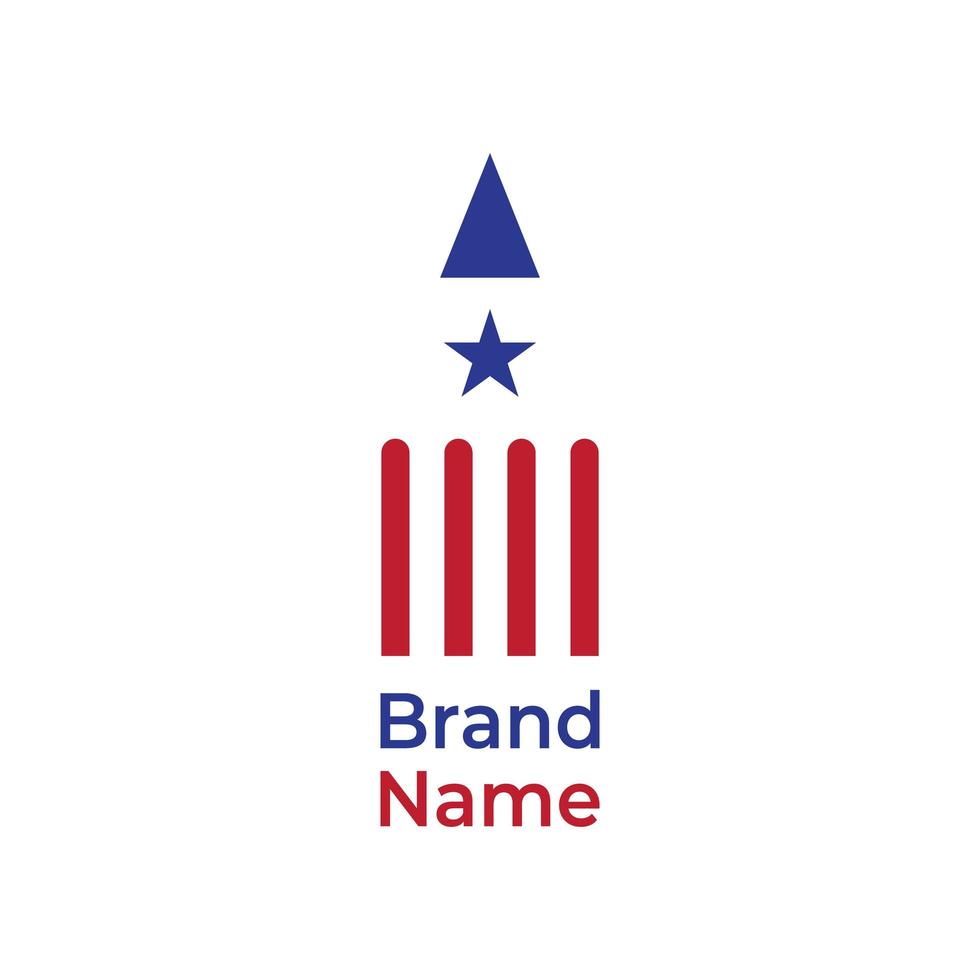 bandeira americana em design de logotipo de lápis vetor