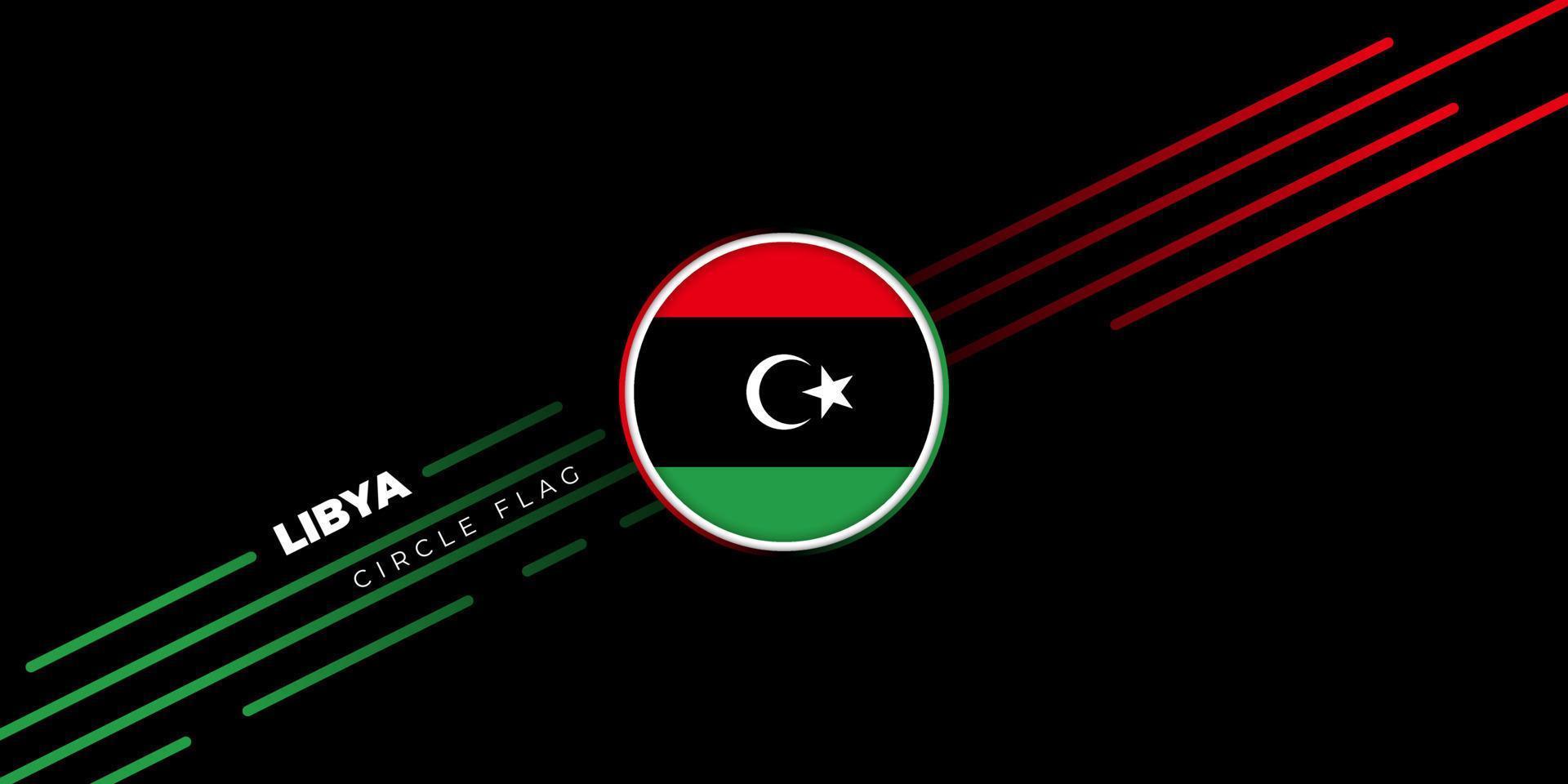 bandeira do círculo da Líbia em fundo preto. design de modelo de dia da independência da líbia. vetor