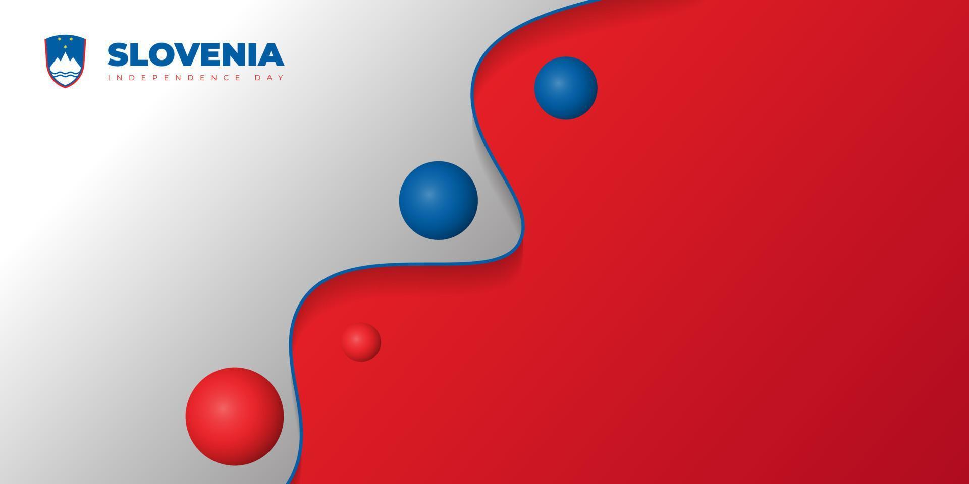 fundo abstrato branco, azul e vermelho com design de círculo vermelho e azul. design de modelo de dia da independência da eslovênia. vetor