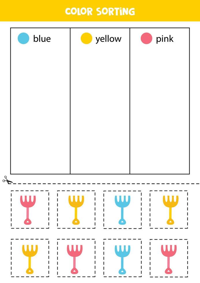 classificar garfos por cores. aprendendo cores para crianças. vetor