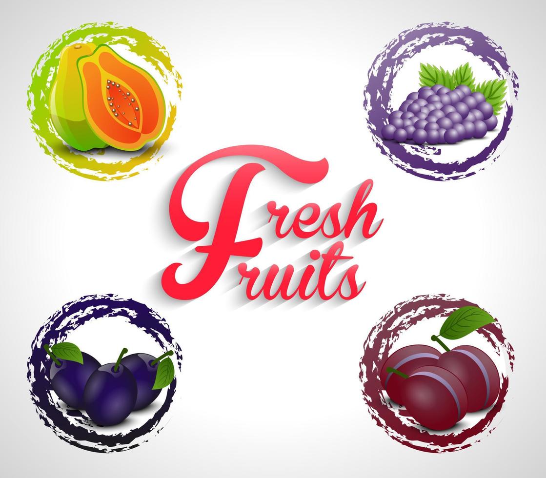 ícones de frutas frescas. vetor