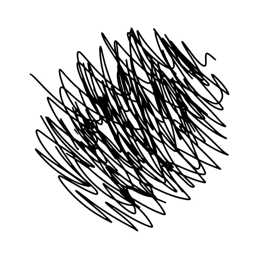 doodle caos desenhado à mão. forma de rabisco abstrato de linha desenhada à mão preta. vetor doodle conjunto elipses, emaranhados, linhas, círculos. círculo de rabisco redondo grunge. nó de punho de fio isolado
