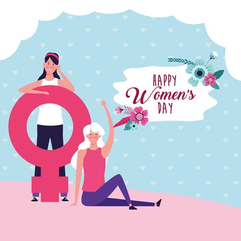 Cartão feliz do dia das mulheres vetor