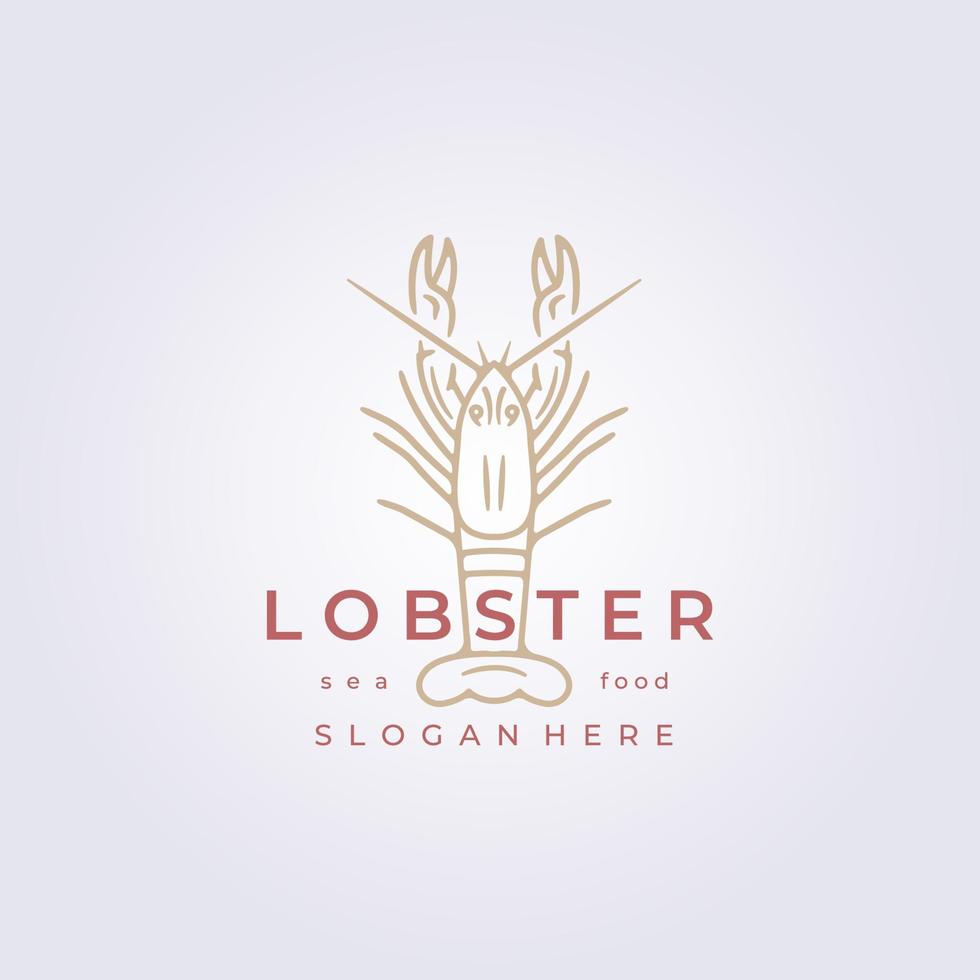 linha mínima lagosta frutos do mar frescos logotipo ícone símbolo rótulo modelo fundo ilustração vetorial design, restaurante negócio vetor