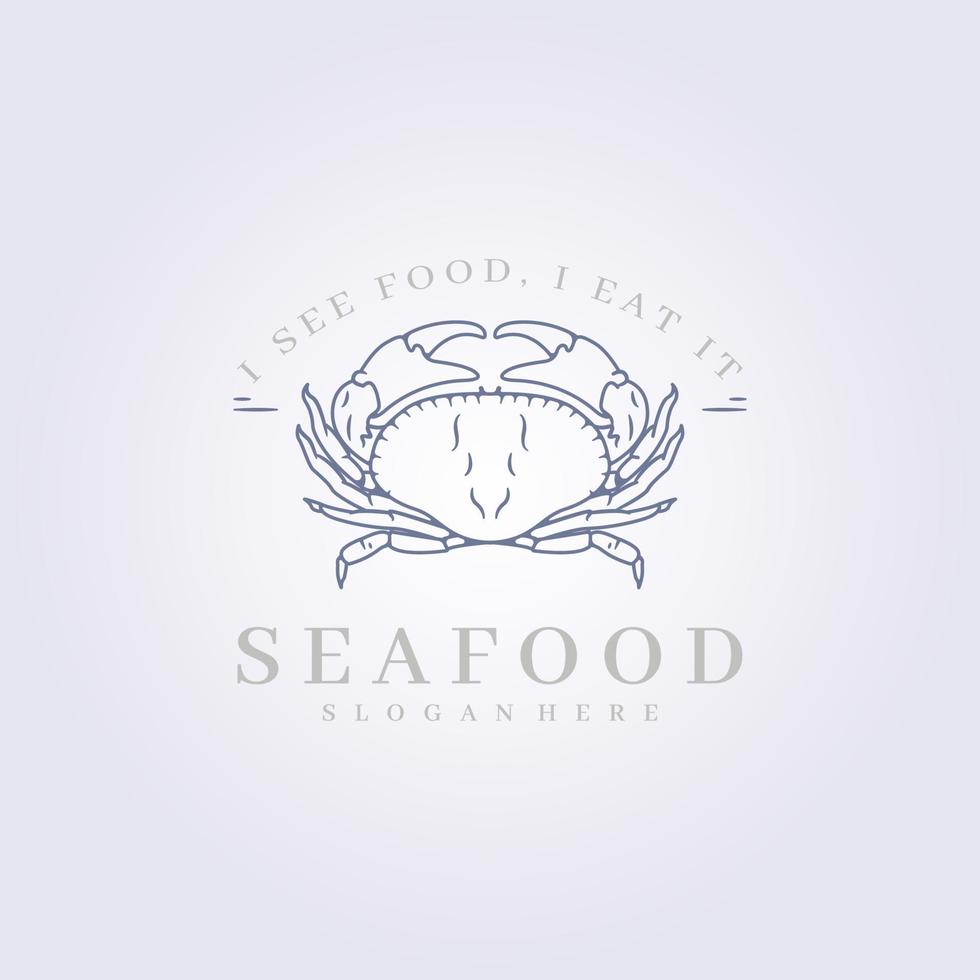vetor de logotipo de oceano de caranguejo mínimo moderno, símbolo de sinal de ícone de água doce de caranguejo para design de ilustração vetorial de negócios de restaurante