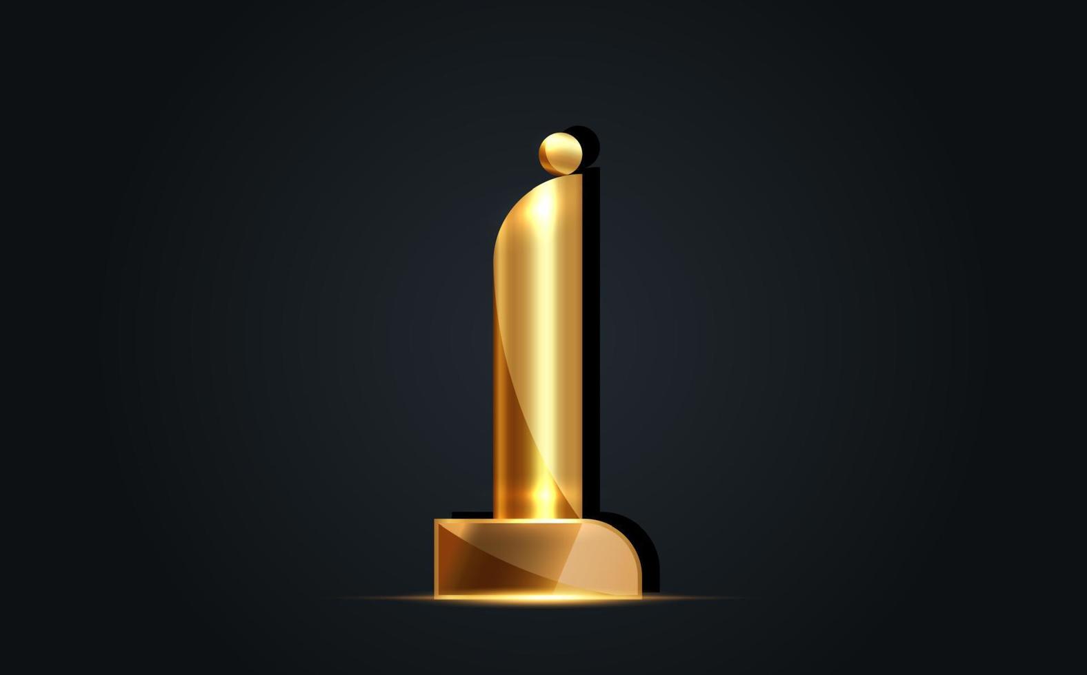 ícone de troféu de ouro isolado no fundo preto. ícone de prêmio da academia de ouro. filmes e conceito de prêmio de símbolo de cinema. ilustração vetorial vetor