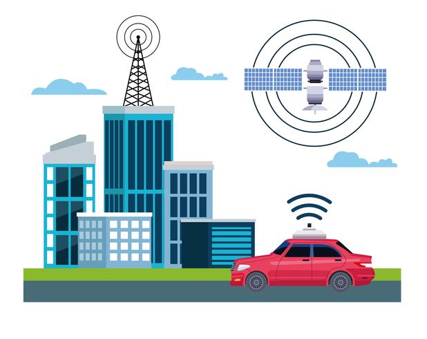 conceito de serviço de carro de localização de gps vetor