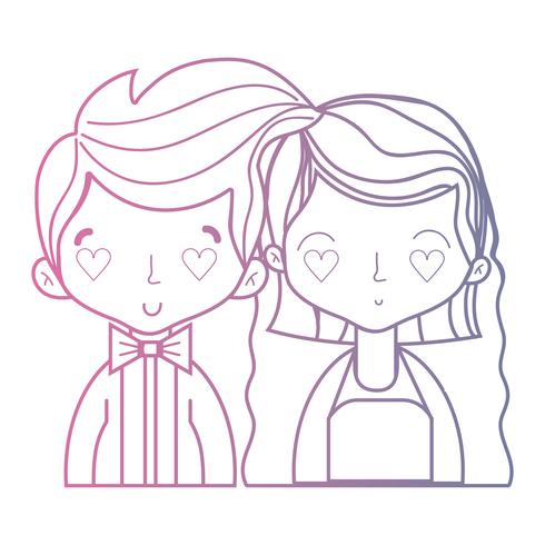 casal de beleza linha casado com design de penteado vetor