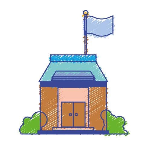 educação escolar com design de telhado e portas vetor