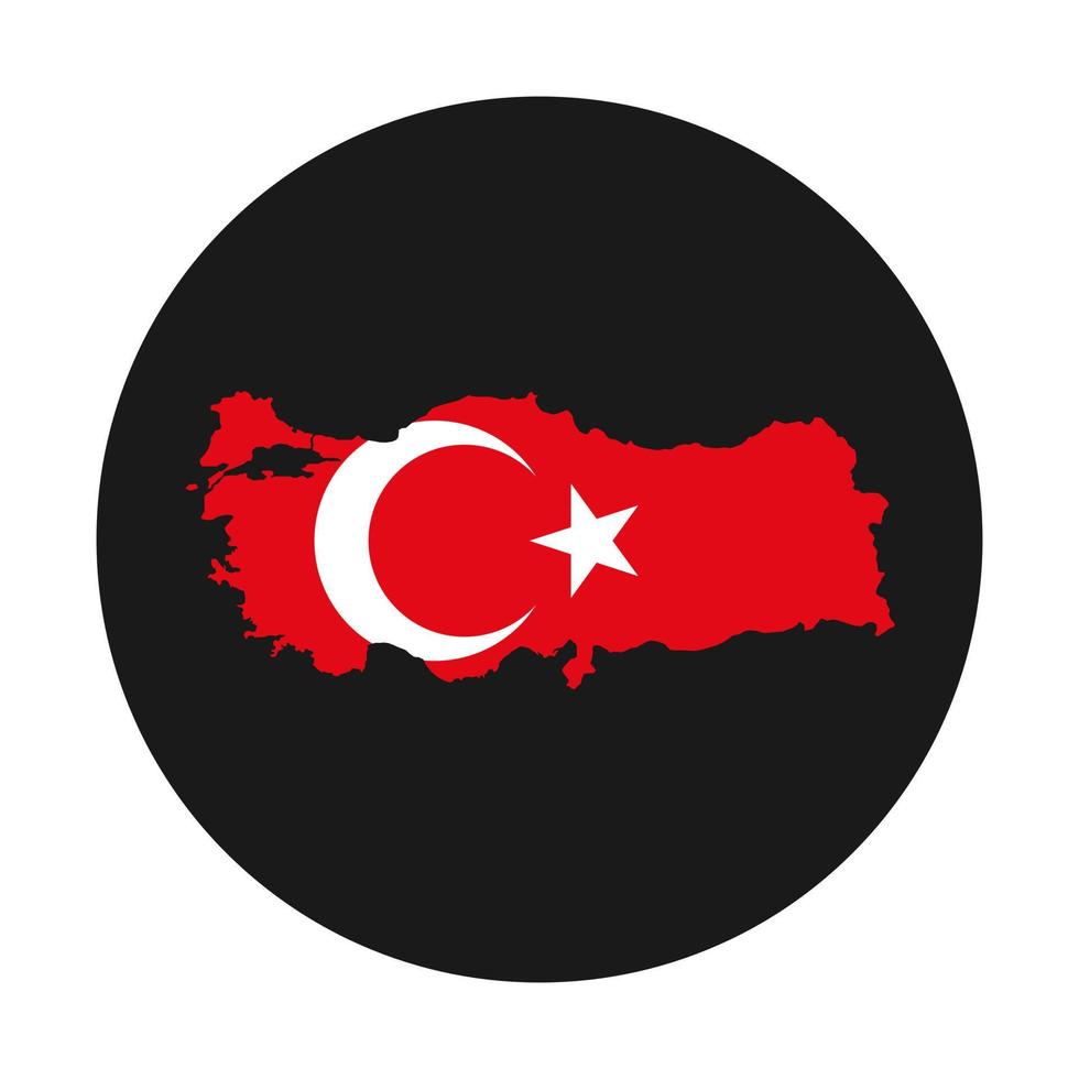 silhueta do mapa da Turquia com a bandeira no fundo preto vetor
