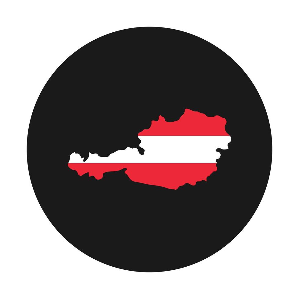 silhueta do mapa austríaco com bandeira em fundo preto vetor