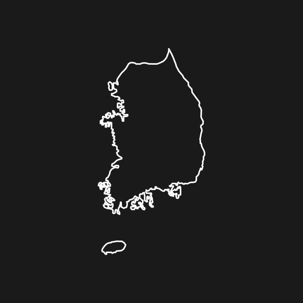 mapa da coreia do sul em fundo preto vetor